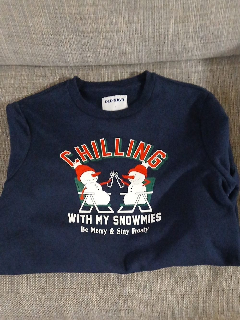 Old Navy Navy  Sweater with Snowmen Graphic